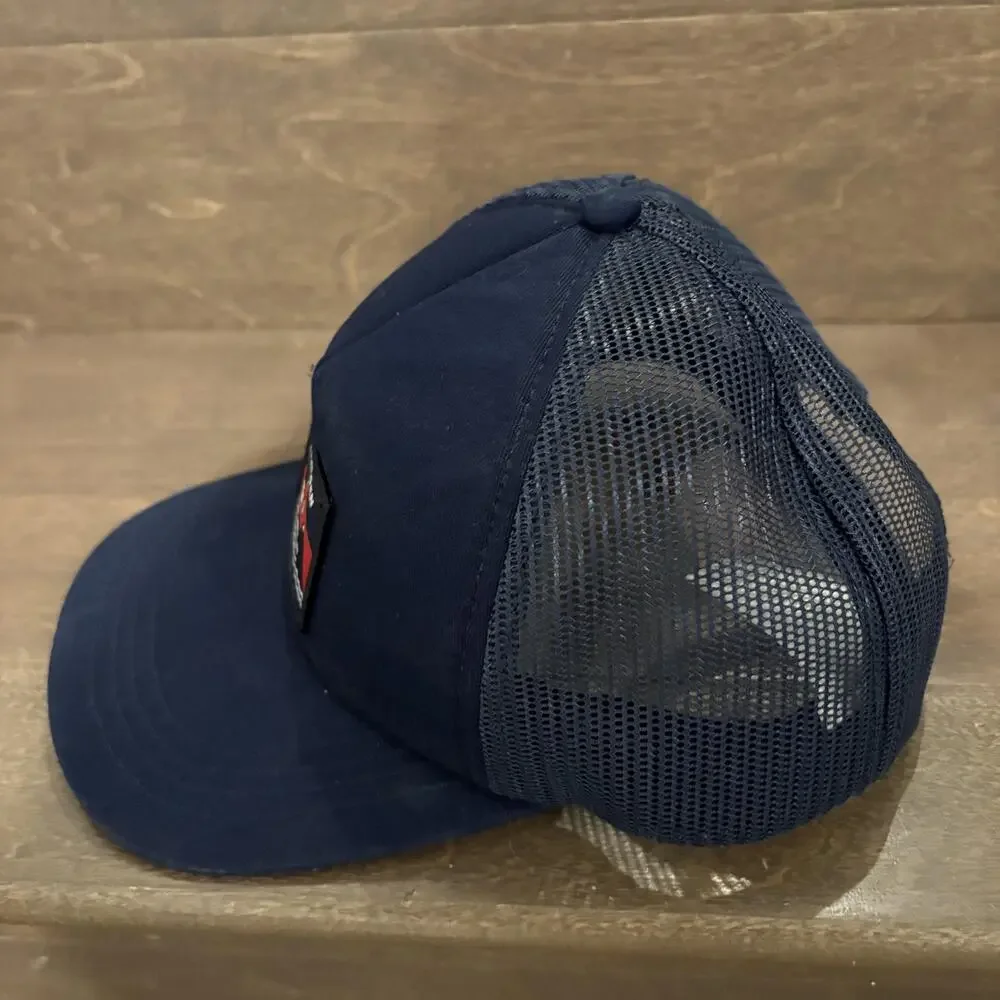 Helly Hansen Hat Cap Snap Back Navy Blue Mesh Trucker Patch Outdoor‎ Mens